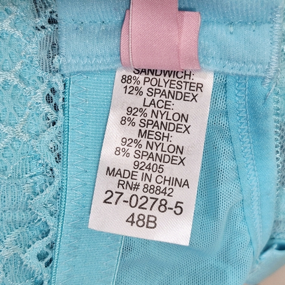 48B Comfort Choice 27-0278-5 Lace Trimmed Spacer Underwire Bra Aqua - Picture 6 of 7